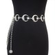 Unique Moon Sun Chain Belt Women Fashion Metal Shiny Wide Belts