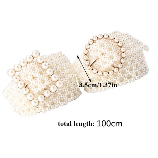 Belts  Pearl Waist Chain Water Drill Inlaid with Pearl Fashion Dress Accessories