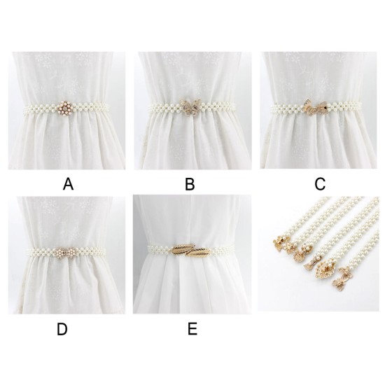 Pearl Belt Waist Belt Elastic Buckle Pearl Chain Belt